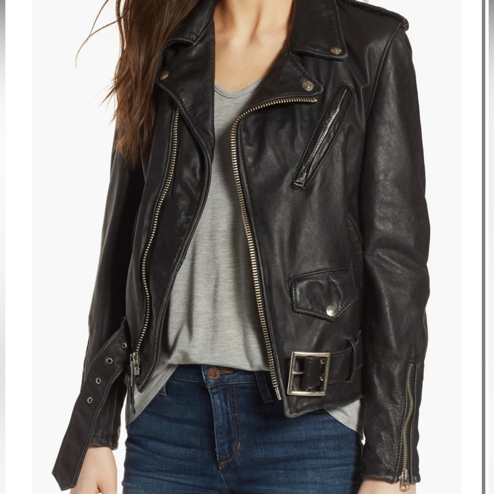 Schott NYC Women's Black Leather Biker Jacket